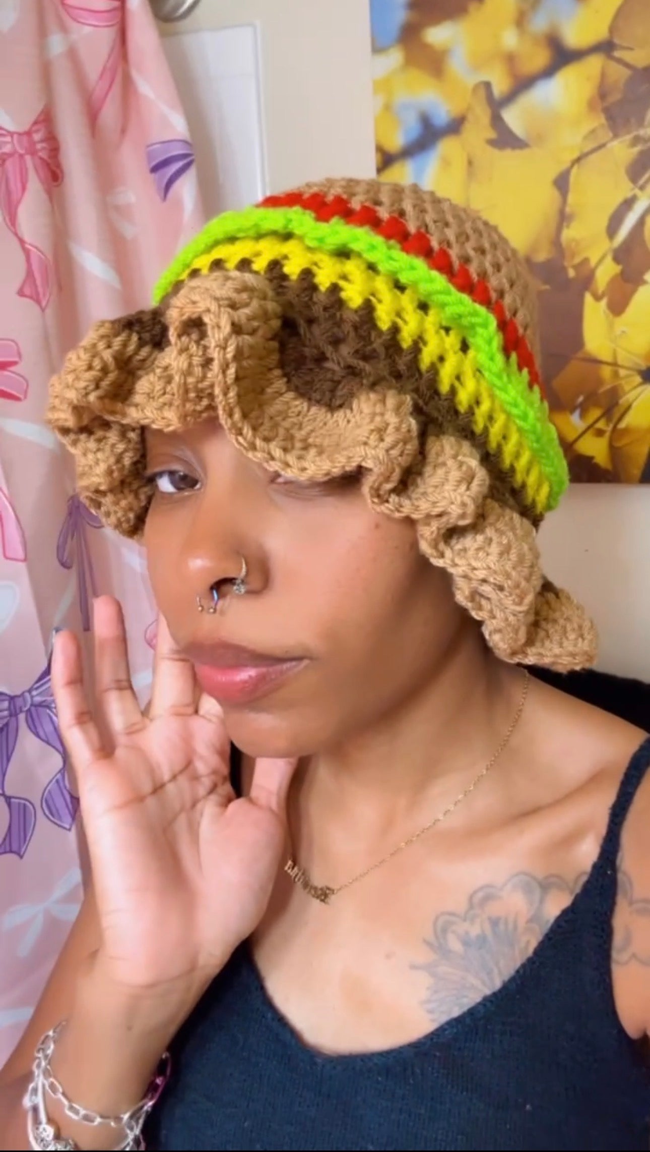 -Cheeseburger Ruffle Hat