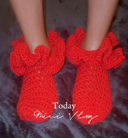 -Crochet Ruffle  Socks